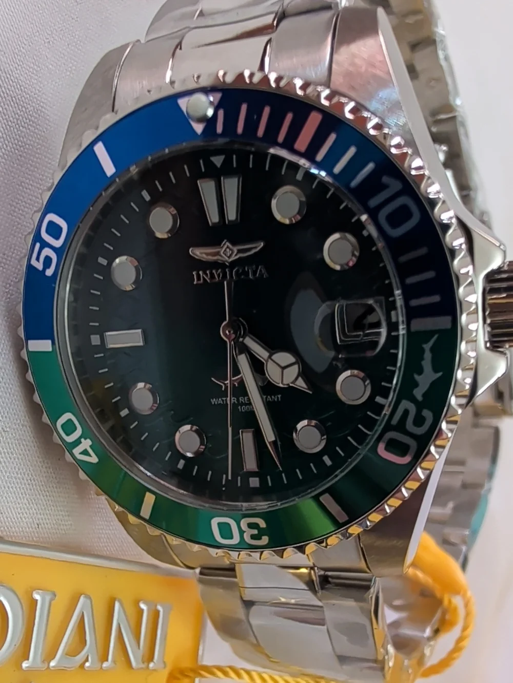 NWT Women's Invicta Pro Diver Stainless Steel Watch – Green Dial & Bezel 34mm